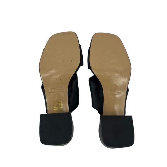 EVERLANE The Day Twist Heel Black Leather Slip On High Block Square Toe 9 NEW